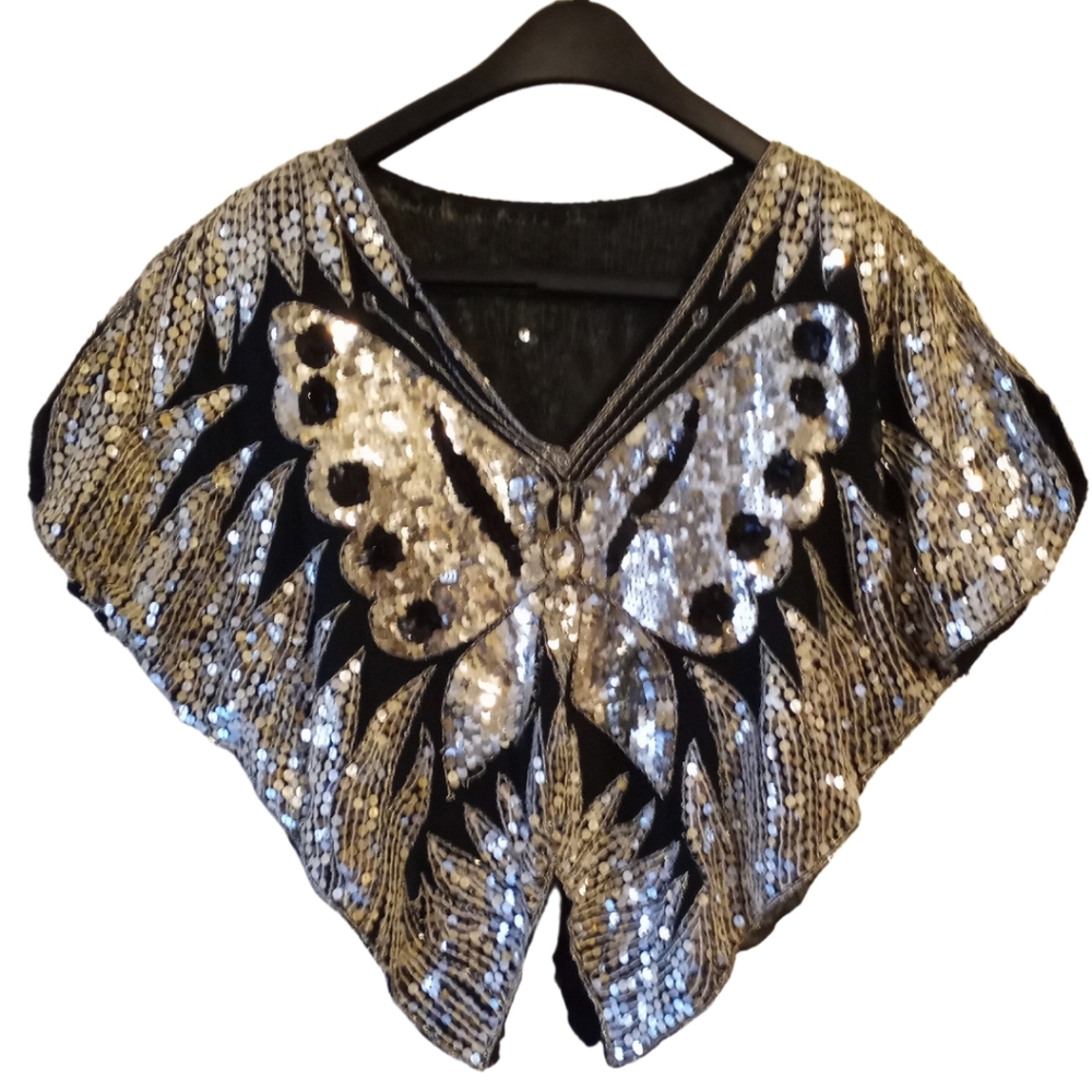 Vintage Sequined Butterfly Top